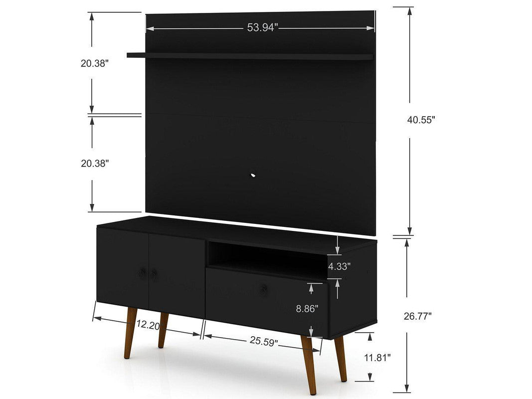 Otuken 54" TV Stand and Panel Set - Black