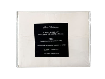 Cotton House 100% Cotton King Sheet Set - 300 Thread Count Ivory