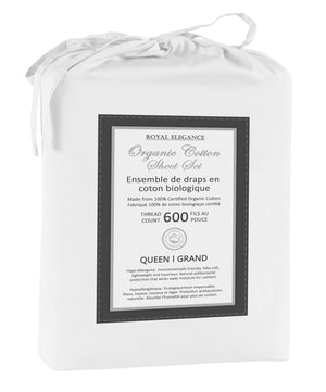 Cotton House 100% Organic Cotton King Sheet Set - 600 Thread Count White