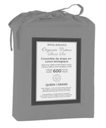 Cotton House 100% Organic Cotton King Sheet Set - 600 Thread Count Charcoal