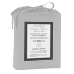 Cotton House 100% Organic Cotton Queen Sheet Set - 600 Thread Count Silver