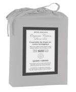 Cotton House 100% Organic Cotton Queen Sheet Set - 600 Thread Count Silver