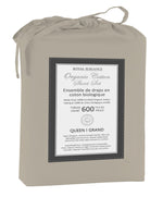 Cotton House 100% Organic Cotton Queen Sheet Set - 600 Thread Count Beige