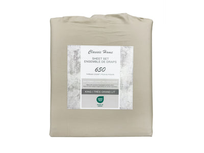 Cotton House 100% Combed Cotton Queen Sheet Set - 650 Thread Count Beige