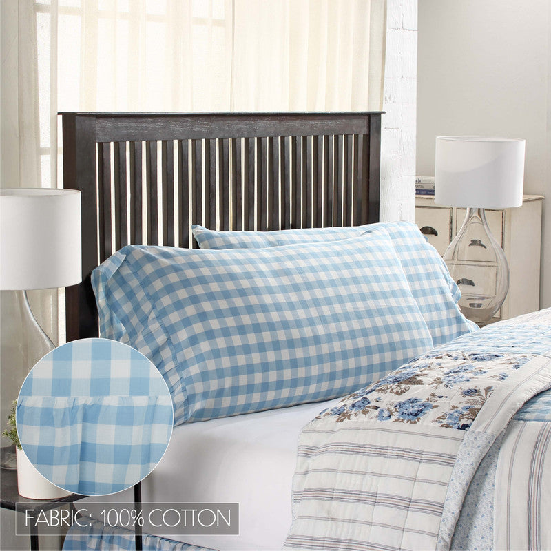 Selena III King Pillow Case - Blue Check - Set of 2