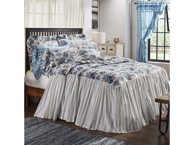 Selena II Ruffled California King Coverlet - Blue Floral