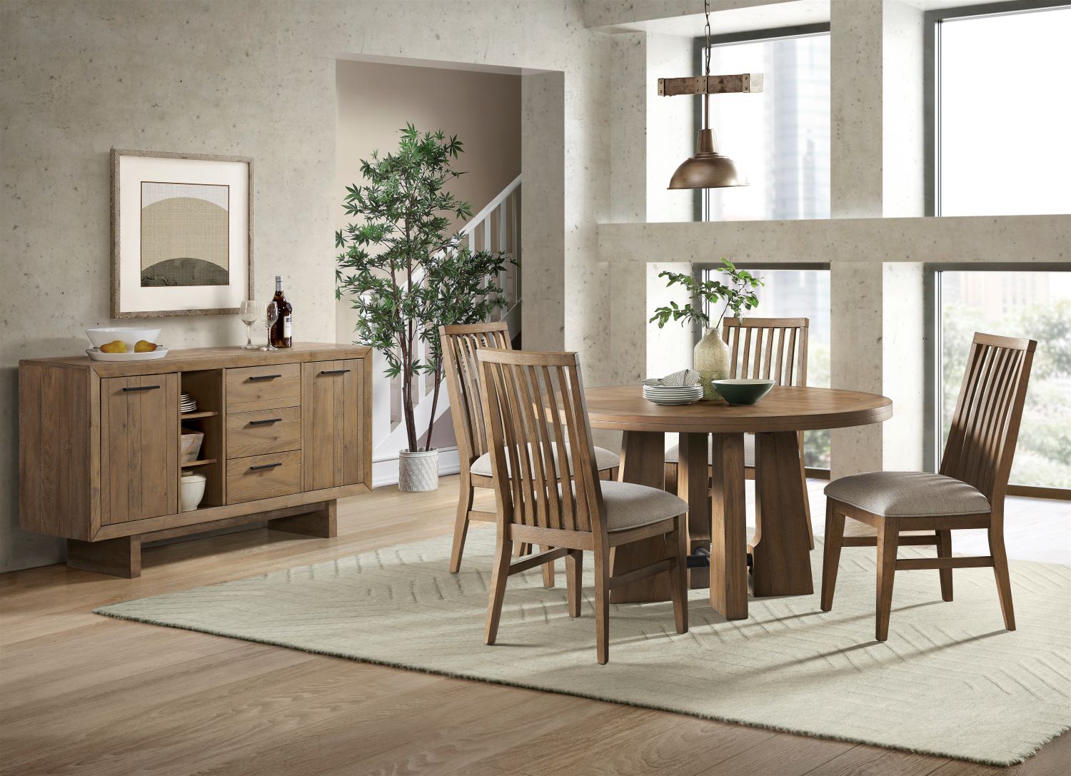 Landmark 5-Piece Round Dining Set - Brown, Beige