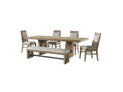 Landmark 6-Piece Dining Set with Upholstered Dining Chairs - Brown, Beige