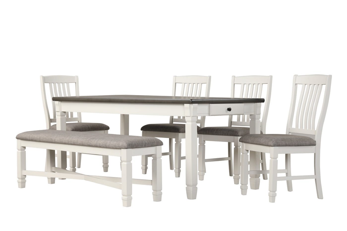 Vespera 6-Piece Dining Set - Brownish Grey, White