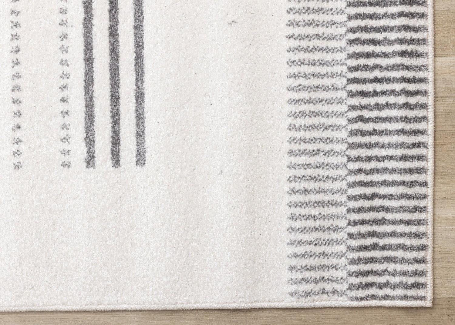 Claremont Sleek Modern Lines Area Rug - White Grey - 5' X 8'