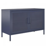 Channing Wide 2 Door Storage Cabinet with Mesh Metal - Navy