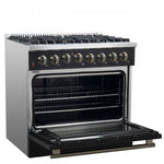 Forno Galiano 36" Black Dual Fuel Range (5.36 Cu. Ft.) - FFSGS6156-36BLK