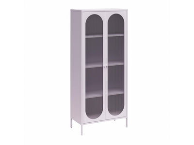 Luna Tall 2-Door Accent Cabinet with Fluted Glass - Lilac