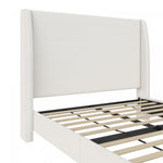 Tess Upholstered Wingback Queen Bed - Ivory Linen