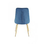Peacock Velvet Dining Chair - Blue/Gold- Set of Two