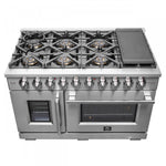 Forno Capriasca 48" Stainless Steel Freestanding Double Oven Gas Range with Air Fry (6.58 Cu. Ft.) - FFSGS6460-48