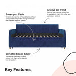 Daphne Upholstered Twin Daybed with Twin Trundle - Blue Velvet