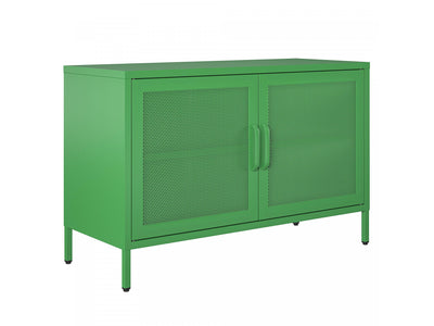 Channing Wide 2 Door Storage Cabinet with Mesh Metal - Kelly Green