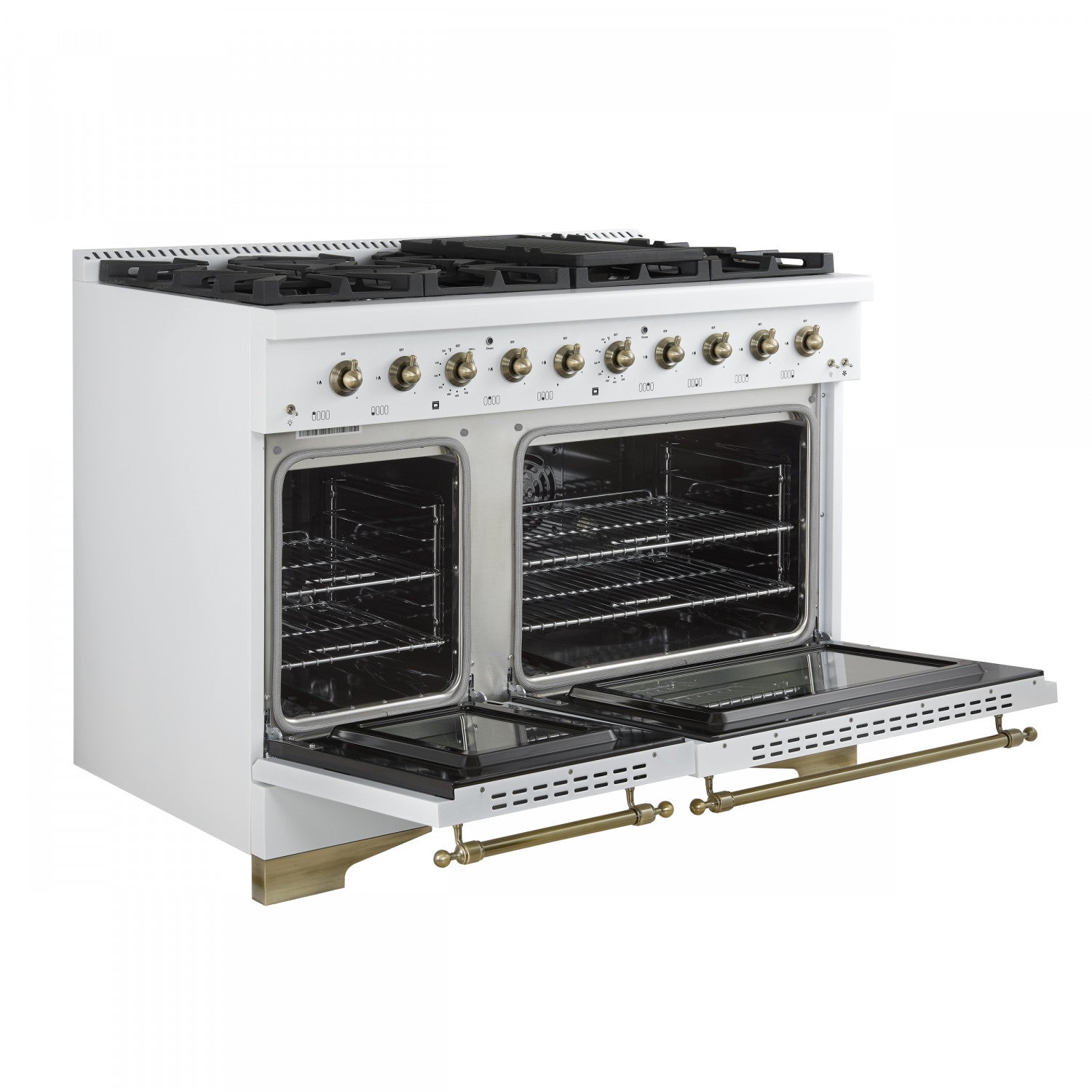 Forno Antico 48" White Freestanding Dual Fuel Double Oven Range (5.5 Cu. Ft.) - FFSGS6113-48WHT