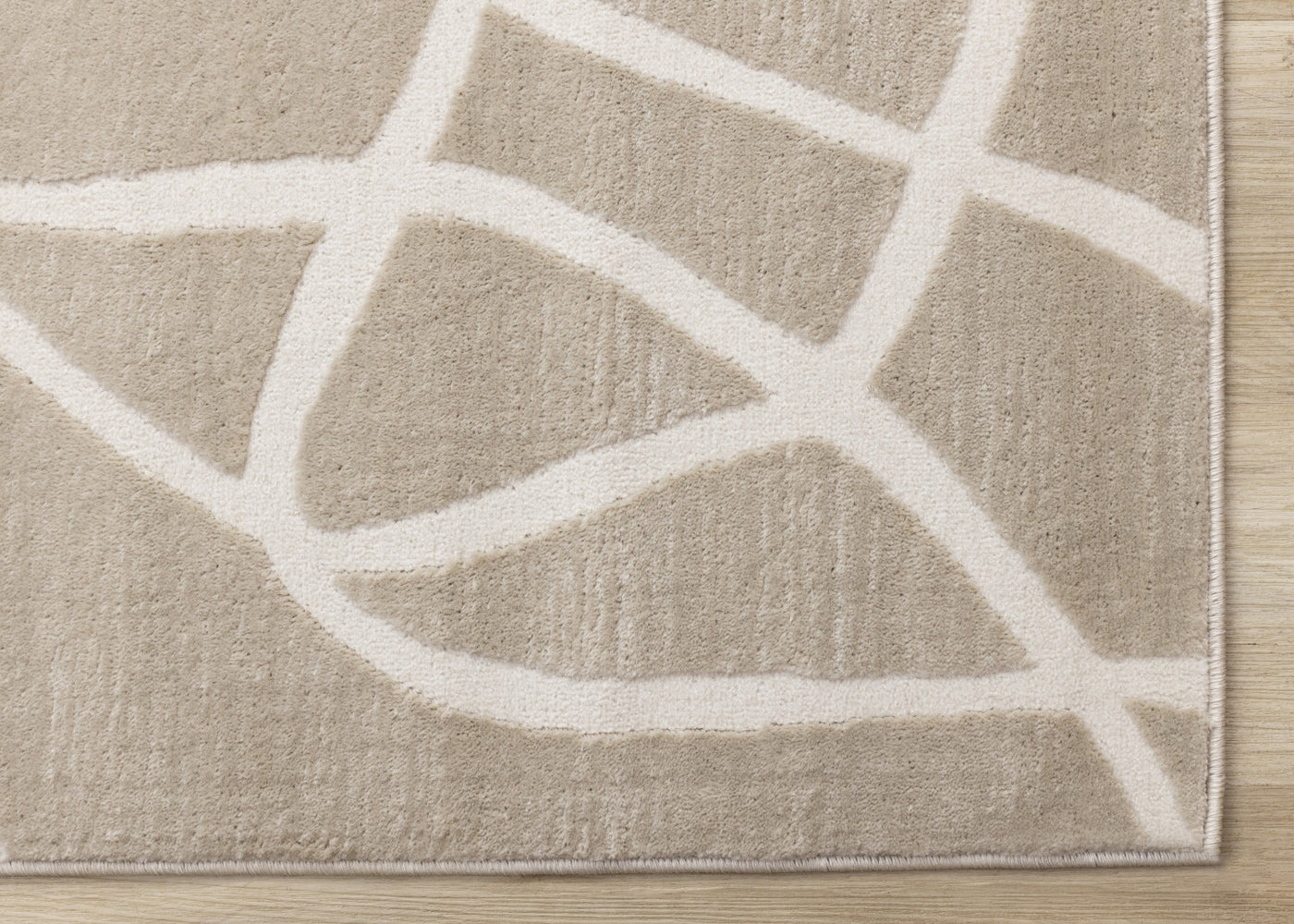 Logan Contemporary Swirls Area Rug - Beige Cream - 7' X 10'
