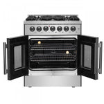 Forno Galiano 30" Stainless Steel French Door Dual Fuel Range with True Convection (4.32 Cu. Ft.) - FFSGS6356-30