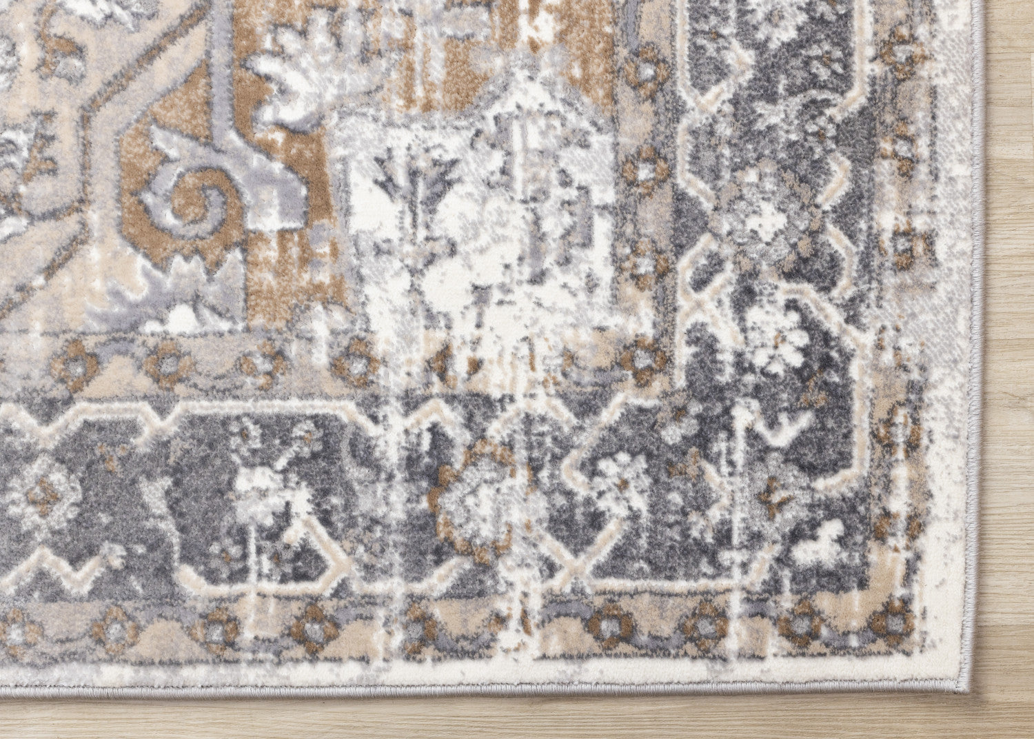 Elegant Traditional Area Rug - Grey Brown - 8' X 11'
