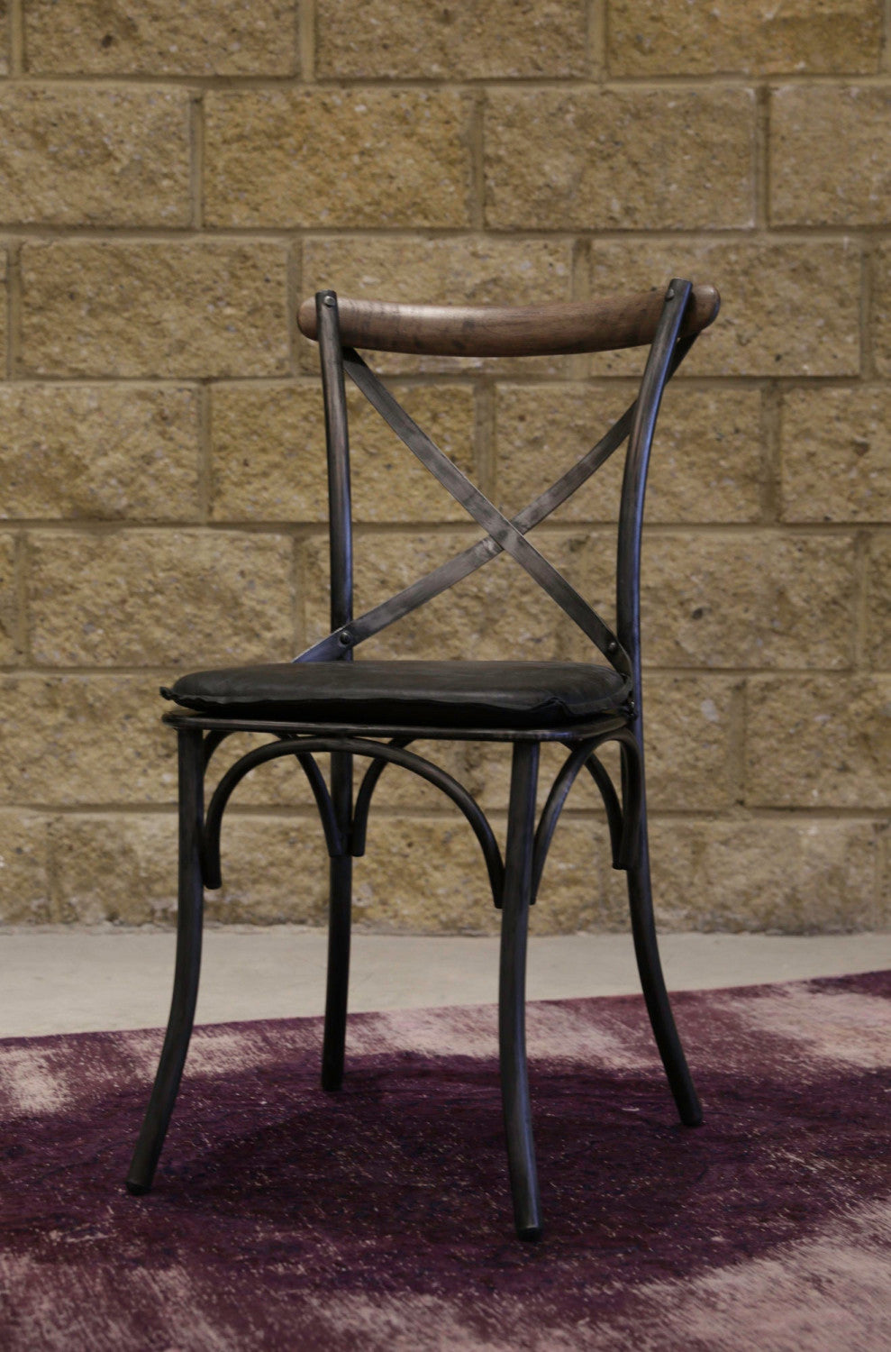 Dovren Leather Cushion Seat - Antique Black