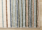 Nora Casual Contemporary Striped Area Rug - 8' X 11' - Cream/Blue/Yellow