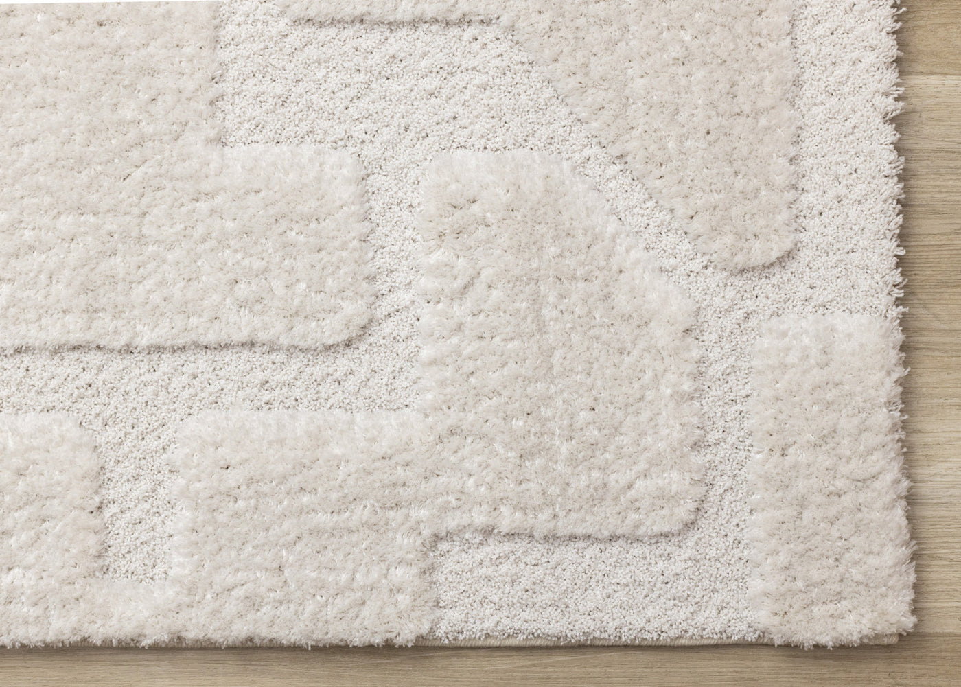 Luxury Plush Textured Shapes Area Rug - Cream - 5' X 8'