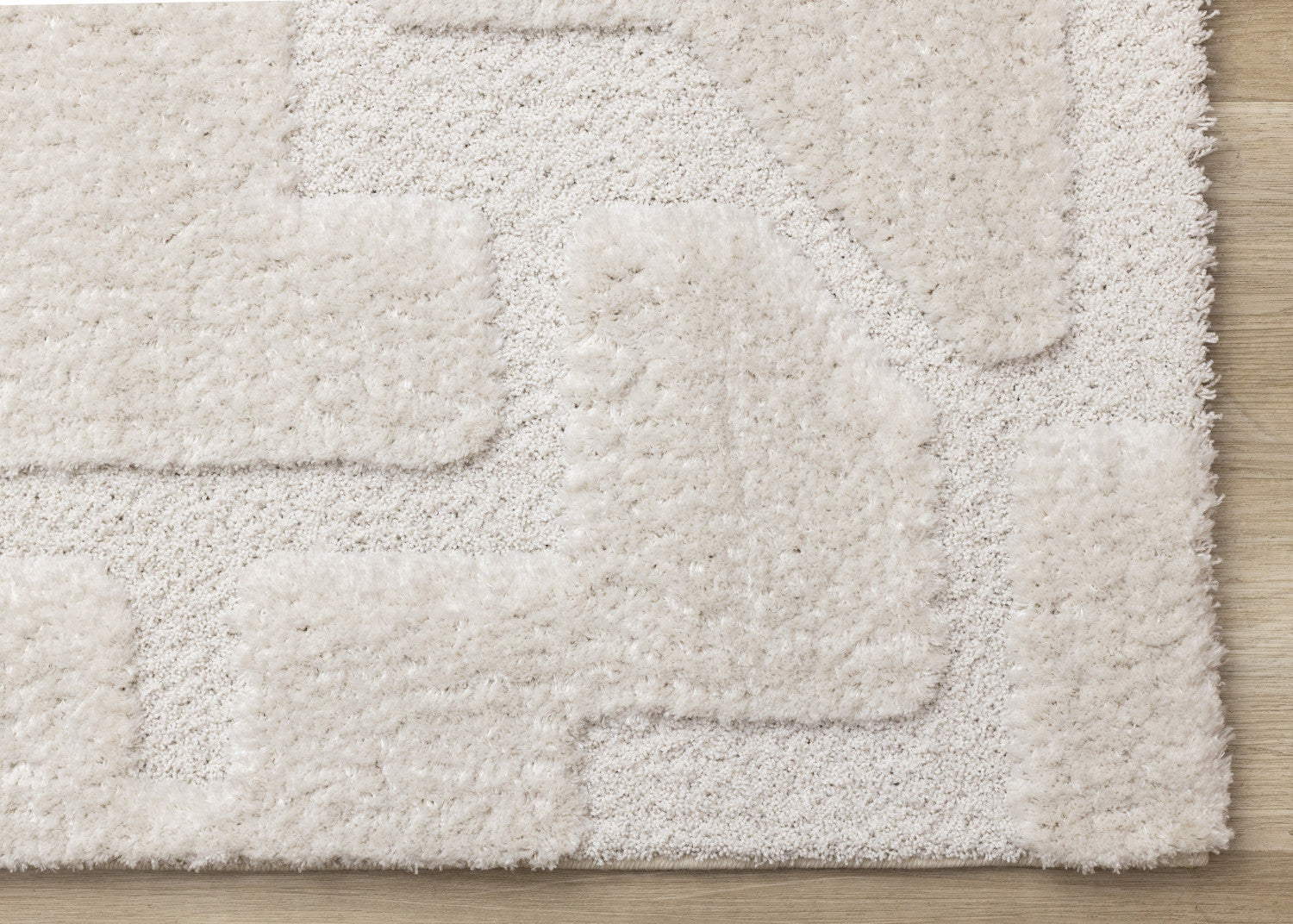 Luxury Plush Textured Shapes Area Rug - Cream - 5' X 8'