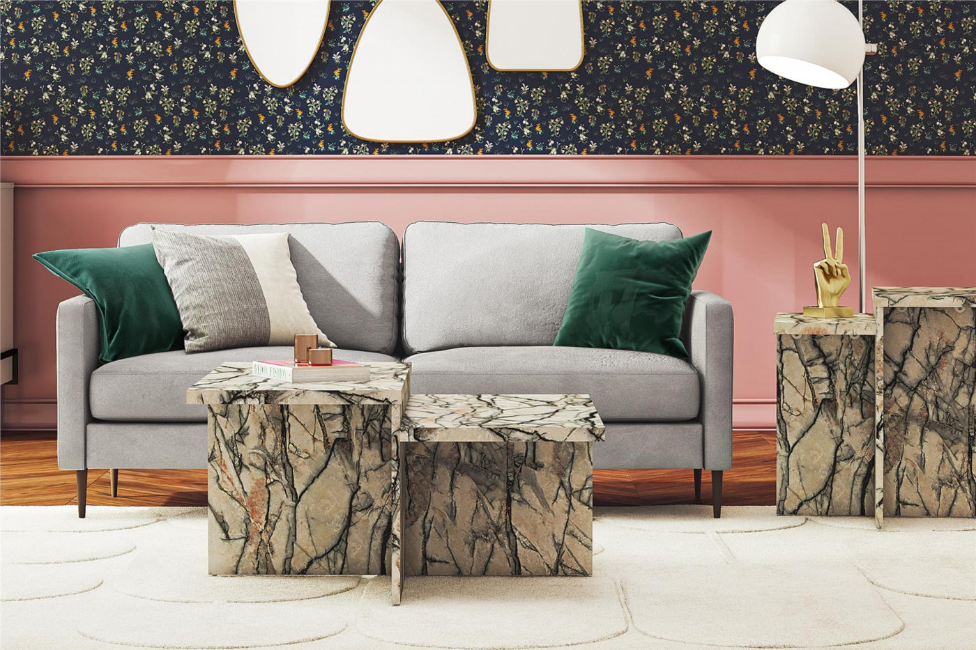Brielle Two-Tiered Coffee Table - Faux Onyx Marble