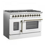 Forno Galiano 48" White French Door Freestanding Dual Fuel Double Oven Range (6.58 Cu. Ft.) - FFSGS6356-48WHT