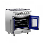Forno Massimo 30" Stainless Steel French Door Dual Fuel Range with True Convection (4.32 Cu. Ft.) - FFSGS6325-30