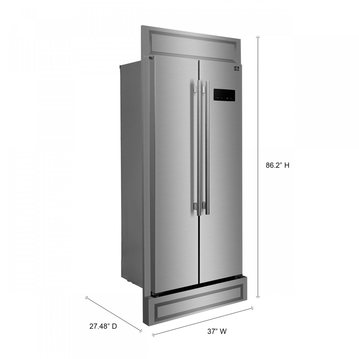 Forno Salerno 33" Stainless Steel Built-in Side-by-Side Refrigerator (15.6 Cu. Ft.) - FFRBI1805-37MG
