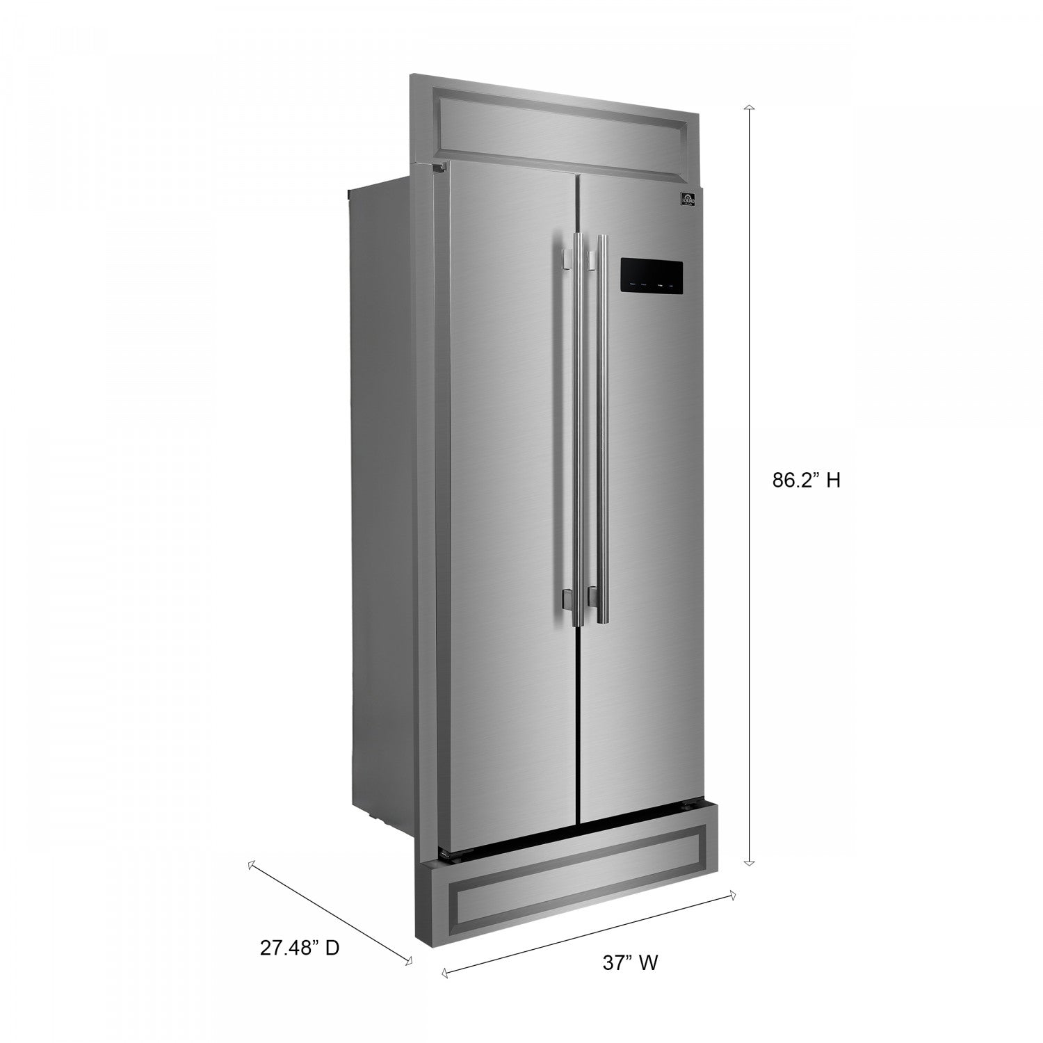 Forno Salerno 33" 15.6 Cu.Ft. Stainless Steel Built-in Side-by-Side Refrigerator - FFRBI1805-37MG