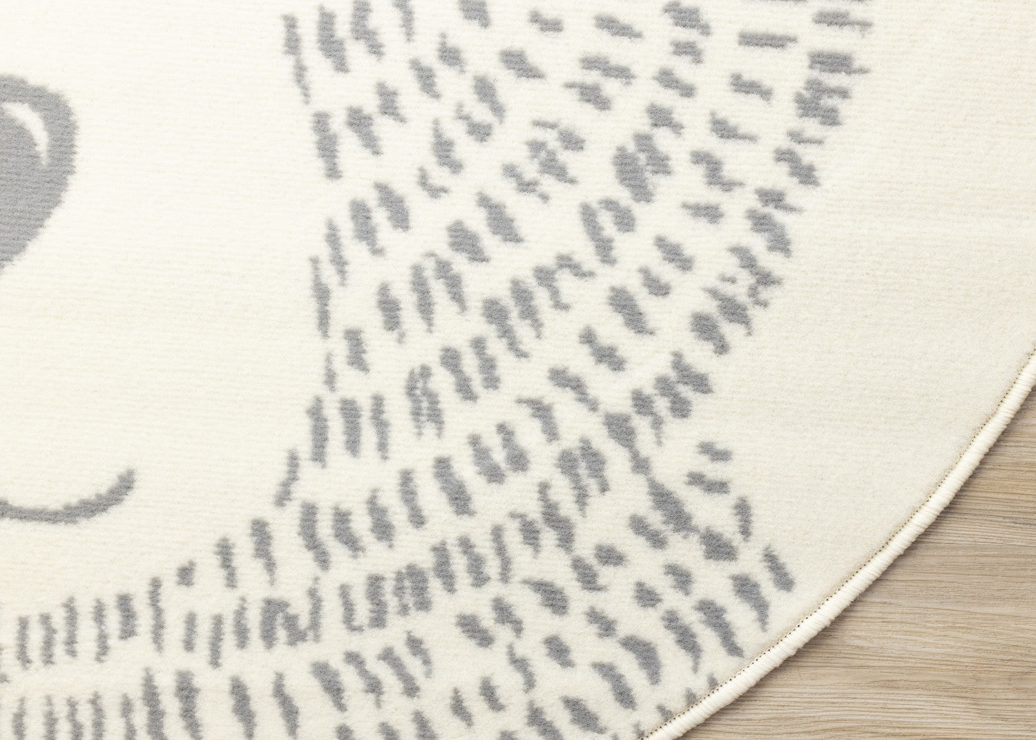 Kids Teddy Bear Area Rug - Cream Grey - 5' X 5' Round