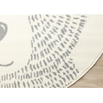 Kids Teddy Bear Area Rug - Cream Grey - 5' X 5' Round