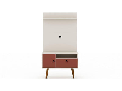 Otuken 35" TV Stand and Panel Set - Off White/Terracotta