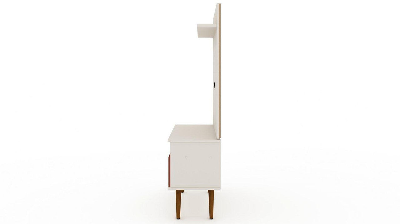 Otuken 35" TV Stand and Panel Set - Off White/Terracotta