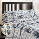 Selena II Ruffled King Pillow Case - Blue Floral - Set of 2