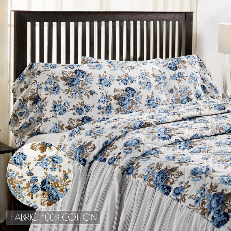 Selena II Ruffled King Pillow Case - Blue Floral - Set of 2
