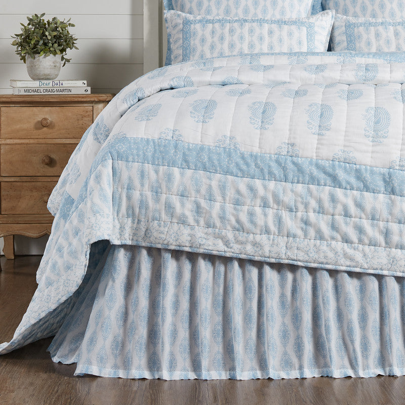 Rosalie King Bed Skirt - Blue
