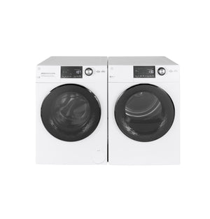 GE White Front Load Washer with Steam (2.8 IEC Cu.Ft.) & White Vented Electric Dryer with Stainless Steel Drum (4.1 Cu.Ft.) - GFW148SSMWW/GFD14JSINWW