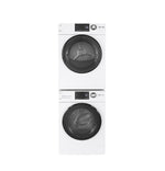 GE White Front Load Washer with Steam (2.8 IEC Cu.Ft.) & White Vented Electric Dryer with Stainless Steel Drum (4.1 Cu.Ft.) - GFW148SSMWW/GFD14JSINWW
