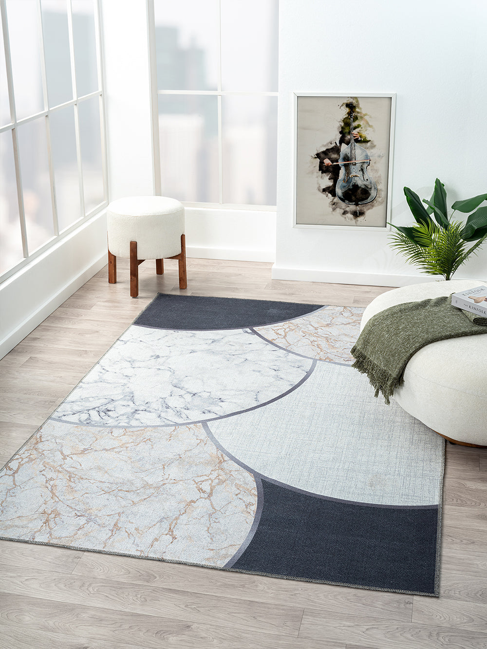 Jaipur 5' X 8' Washable Area Rug - Black and Ivory