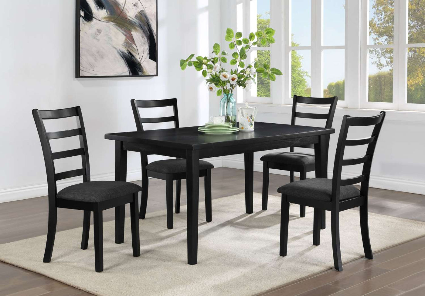 Natalia 5-Piece Dining Set - Black