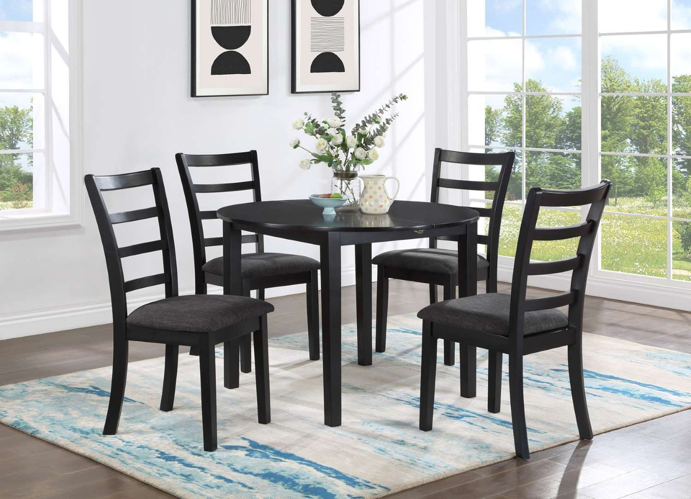 Natalia Extendable Round Dining Table - Black