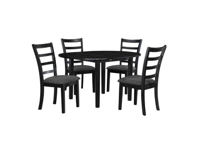 Natalia 5-Piece Round Dining Set - Black