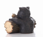 Bear Gone Fishing Statue - Black/ Brown