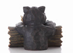 Bear Gone Fishing Statue - Black/ Brown